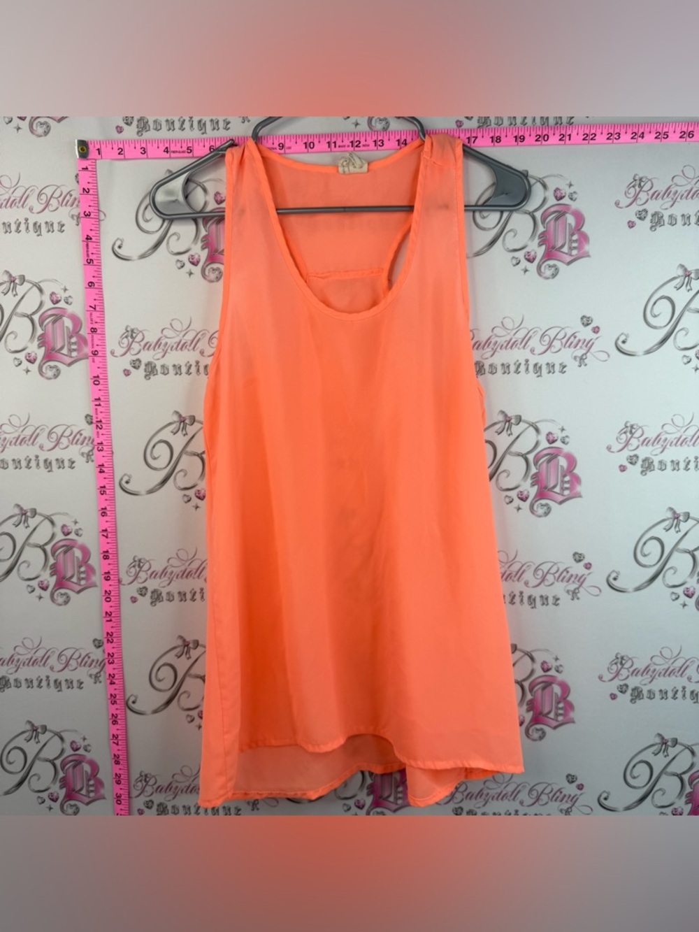 Japna tank top neon orange Coral-Orange Sleeveless Chiffon Tank Top